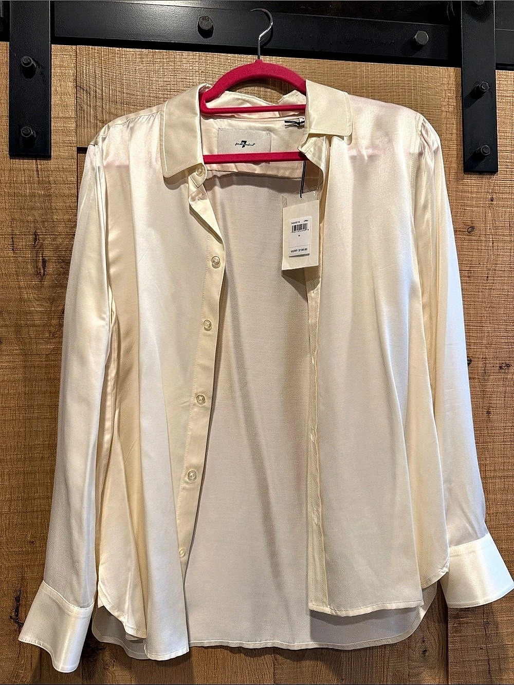7 For All Mankind Long Sleeve Silk Blouse Ivory
